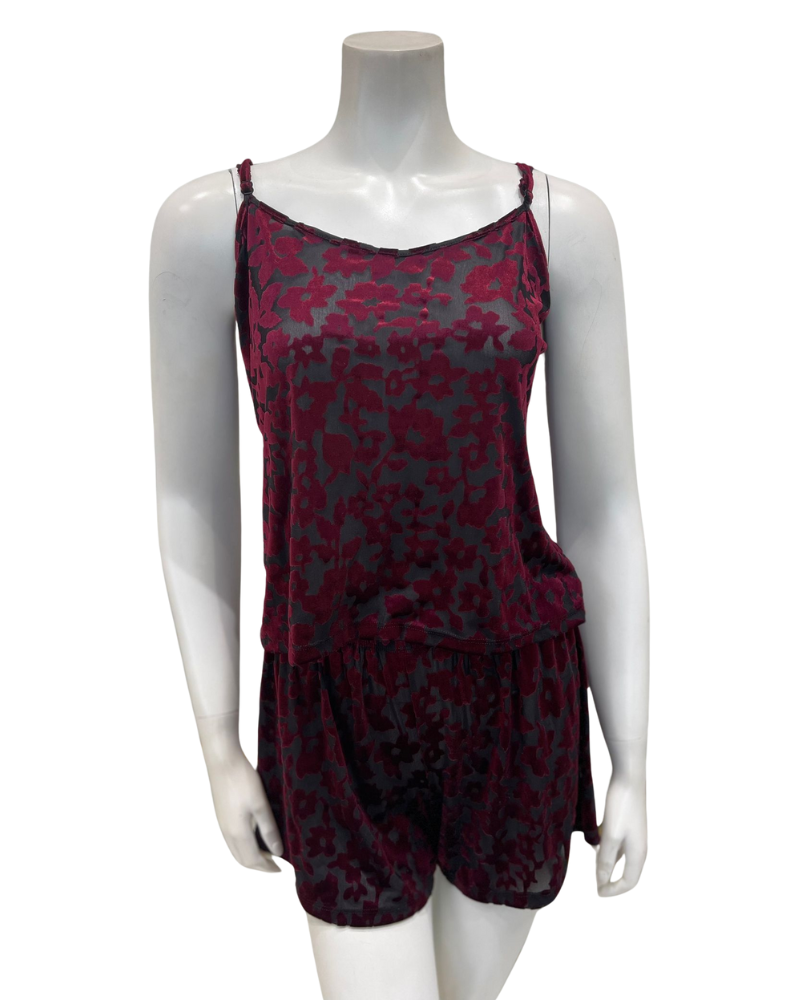 Jackie O'CS-F Fuschia Cut Velvet Cami Top & Shorts Set Myselflingerie.com