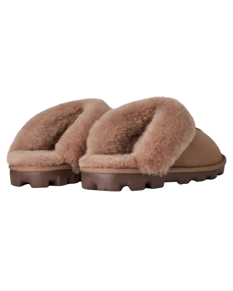 UGG 5125 Rocky Oak Coquette Clog Suede Slippers with Fur Trim Myselflingerie.com