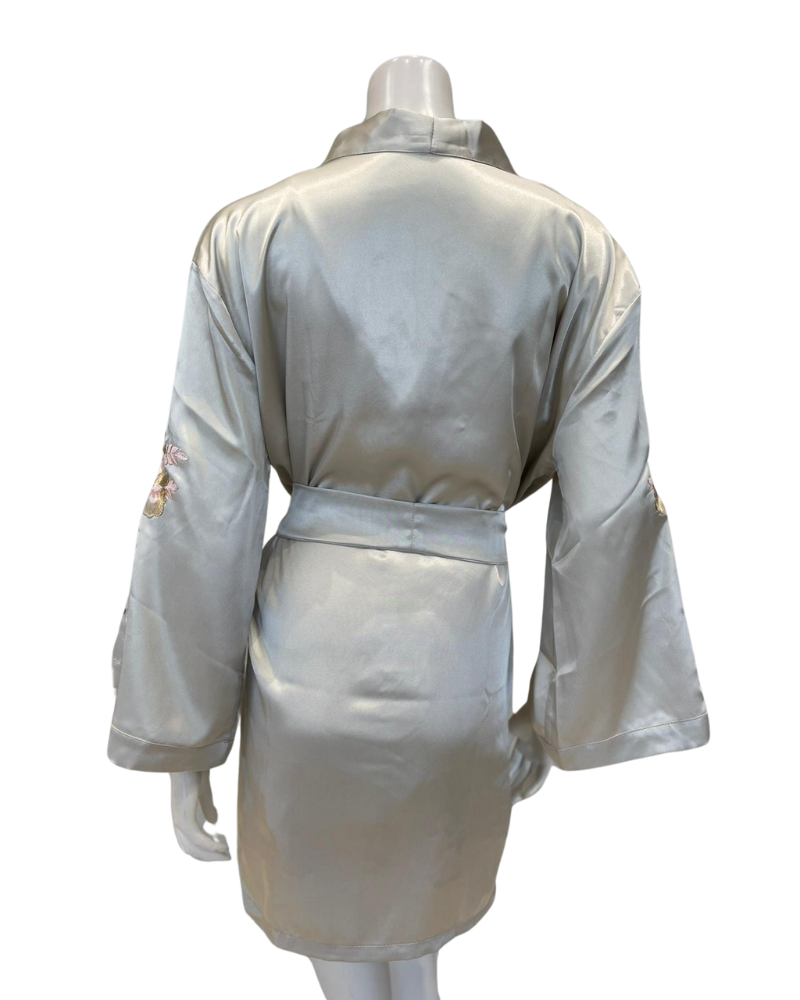 Isayes Lingerie 300316 + 180149 Pink Embroidery Sage Chemise & Wrap Set Myselflingerie.com