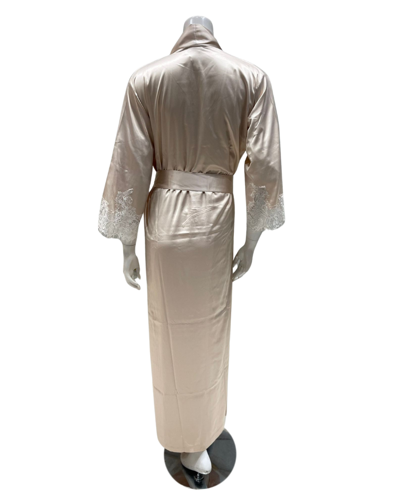 Mari M. 36217 Cream Classic Poly Silk Robe Myselflingerie.com