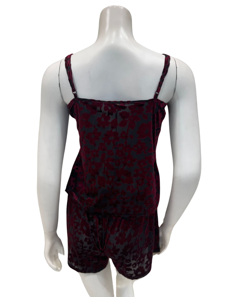 Jackie O'CS-F Fuschia Cut Velvet Cami Top & Shorts Set Myselflingerie.com