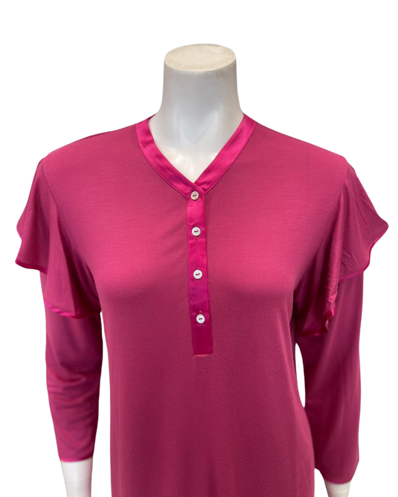 Iora Lingerie 25222M Magenta V Neck Flutter Sleeve Modal Pajamas Set Myselflingerie.com