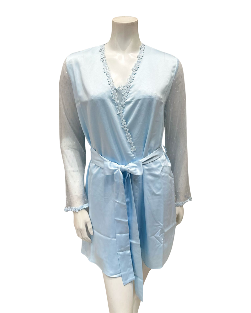 Flora Nikrooz 8060+8061 Ice Blue Showstopper Chemise & Robe Set Myselflingerie.com
