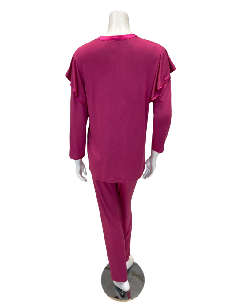 Iora Lingerie 25222M Magenta V Neck Flutter Sleeve Modal Pajamas Set Myselflingerie.com