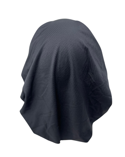 Lizi Headwear DFPTBW Black Ribbed/White Trim Dri Fit Pre-Tied Swim Bandanna with Full Grip Myselflingerie.com