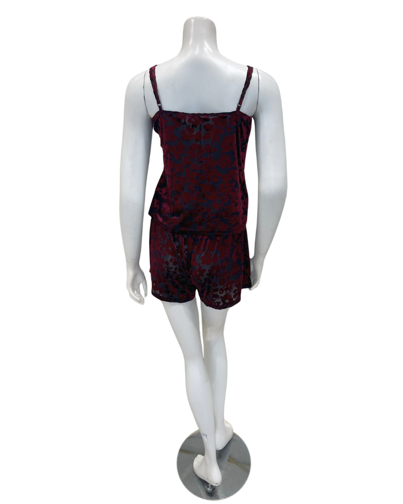 Jackie O'CS-F Fuschia Cut Velvet Cami Top & Shorts Set Myselflingerie.com
