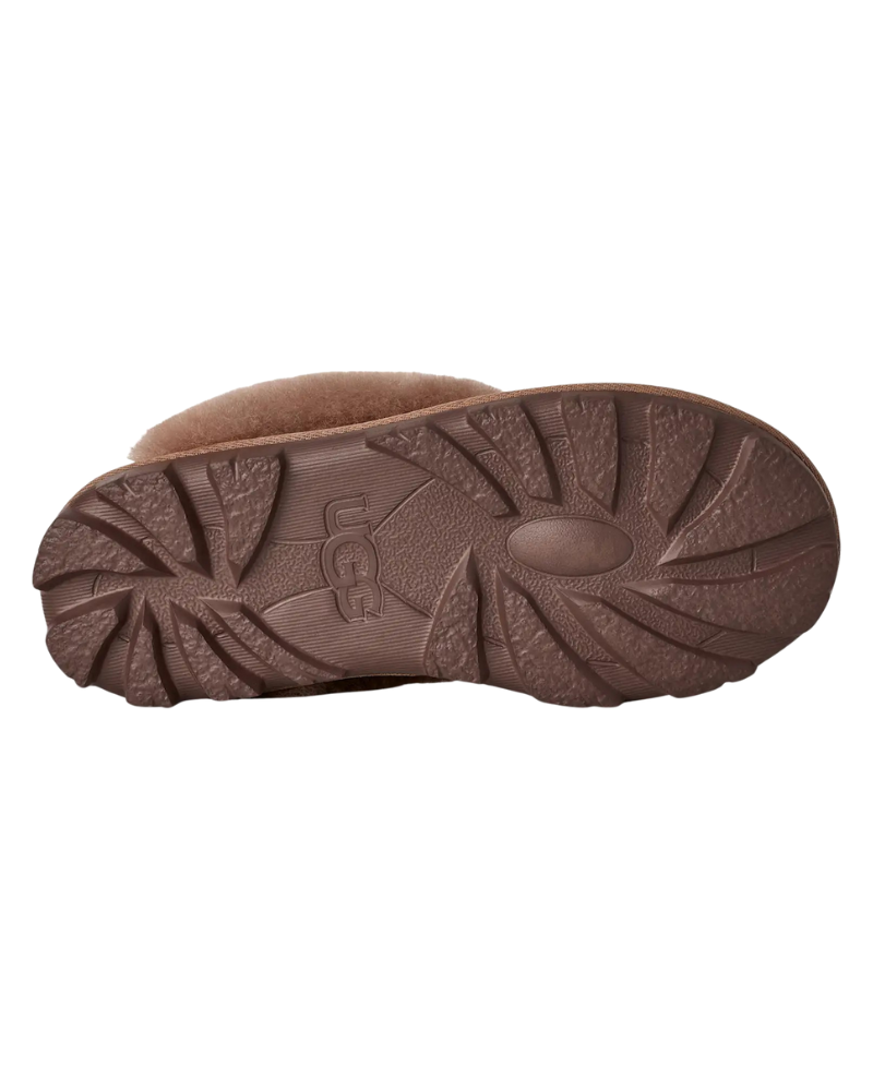 UGG 5125 Rocky Oak Coquette Clog Suede Slippers with Fur Trim Myselflingerie.com
