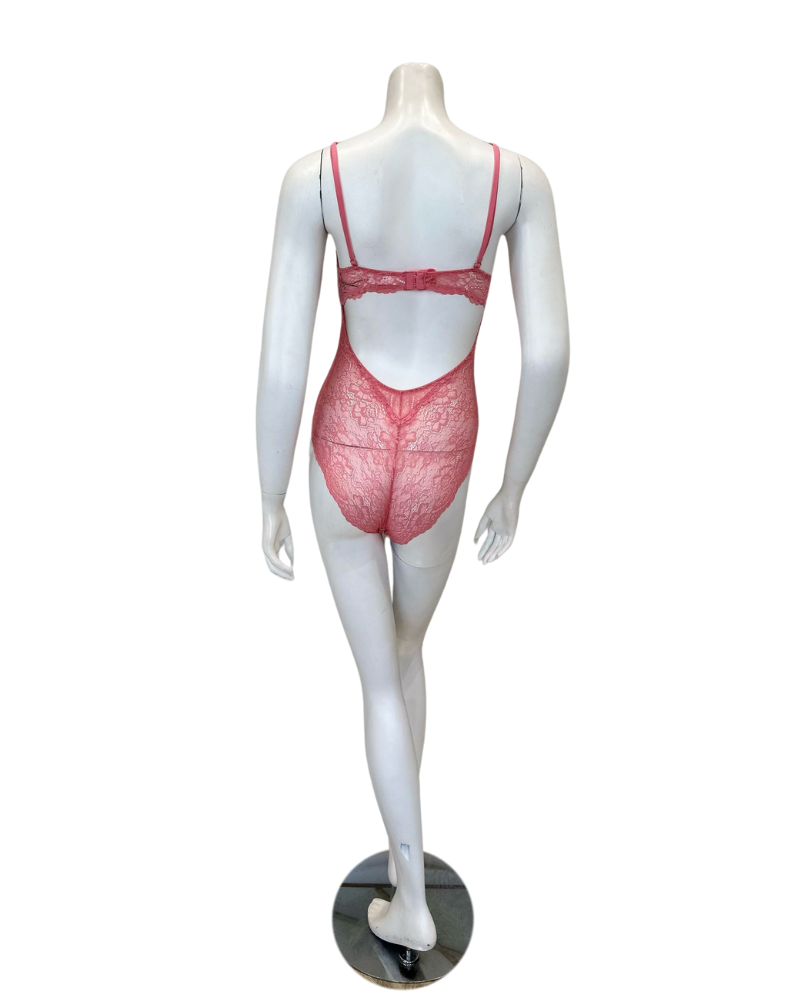 Samantha Chang SC446014-RO Rose Water All Lace Classic Bodysuit Myselflingerie.com