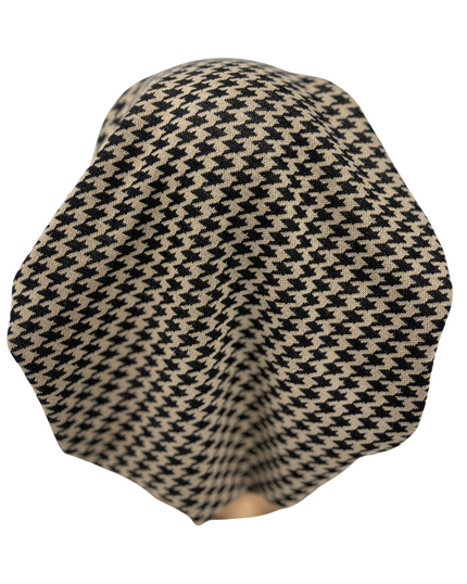 Triple Up BUL1047 Beige/Black Houndstooth Print Unlined Pre-Tied Bandanna Myselflingerie.com
