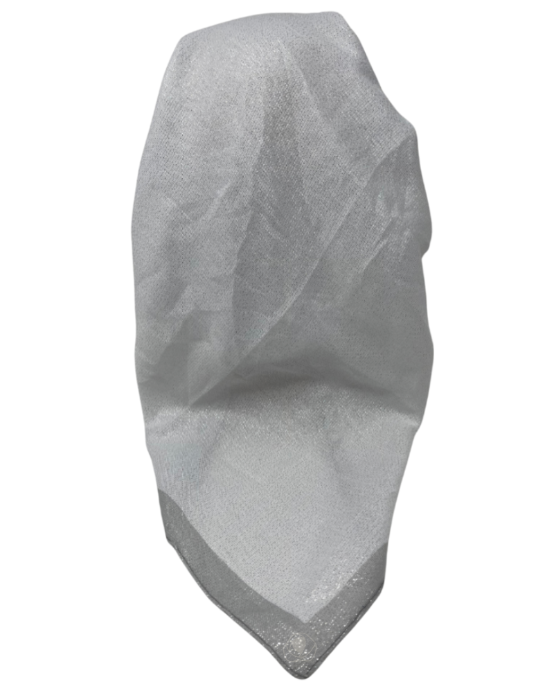 It's Younique OB-BOR-SI White Shimmer Silver Border Pre-Tied Open Back Bandanna with Velvet Grip Myselflingerie.com