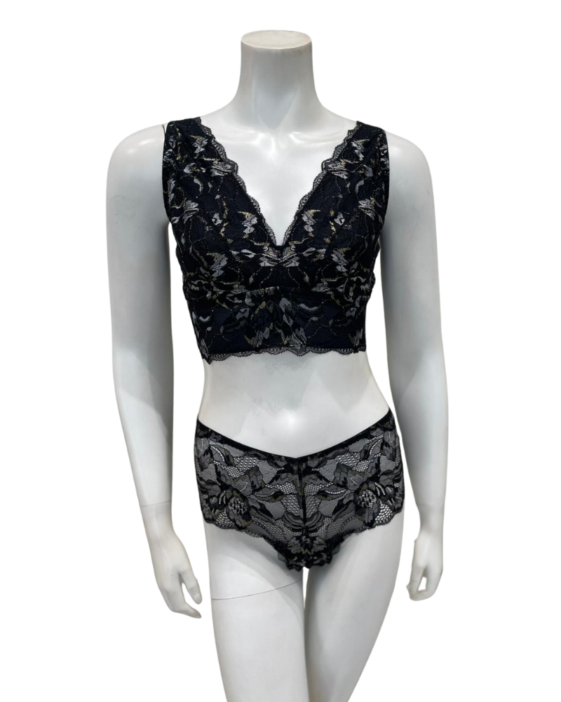 Cosabella PARAD1303 + 0771 Black/Gold Paradiso Curvy Bralette Set Myselflingerie.com