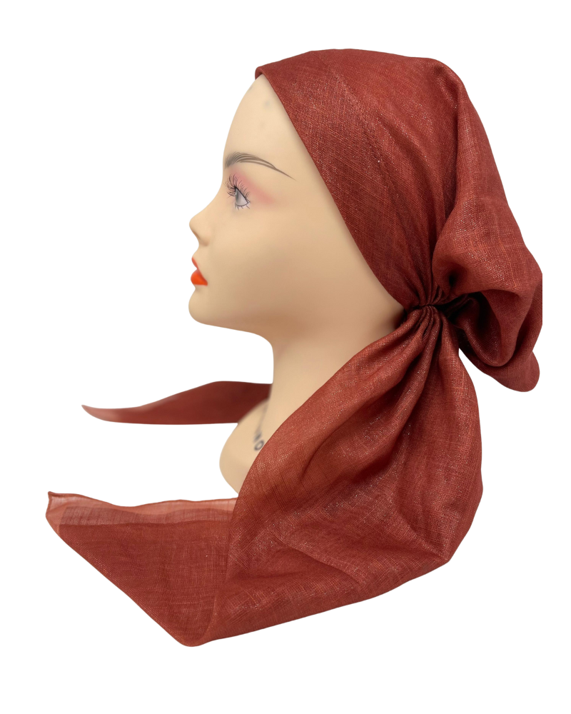 It's Younique PP-SOL-RU Solid Rust Shimmer with Border Pre-Tied Bandanna with Velvet Grip Myselflingerie.com