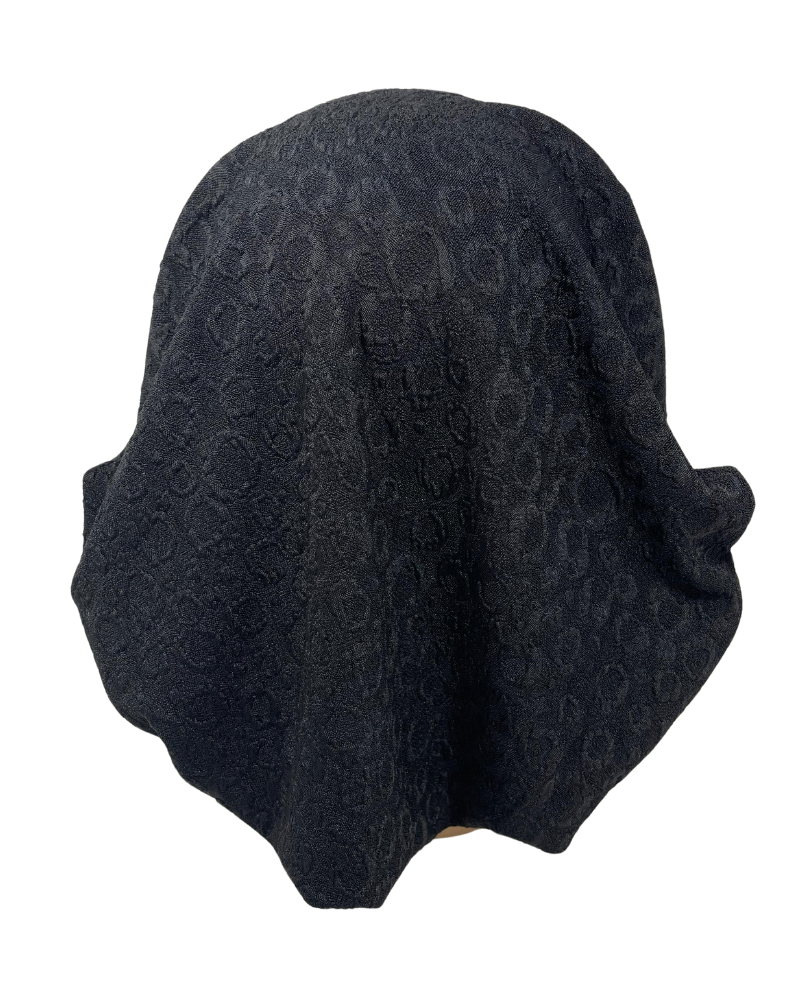 Triple Up BUL932 Black Circles Crepe Unlined Pre-Tied Bandanna Myselflingerie.com