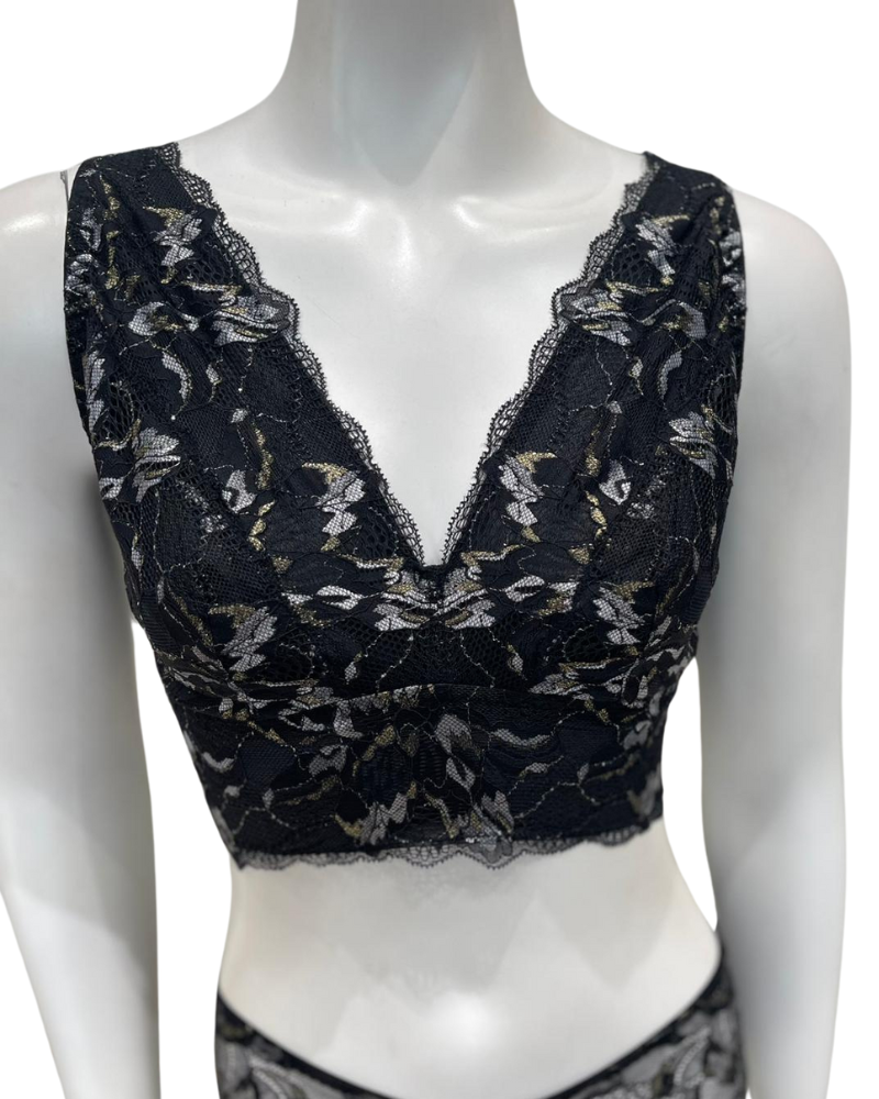 Cosabella PARAD1303 + 0771 Black/Gold Paradiso Curvy Bralette Set Myselflingerie.com