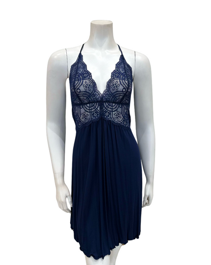 Oh! Zuza M4315 Navy Lace Sheer Chemise Myselflingerie.com