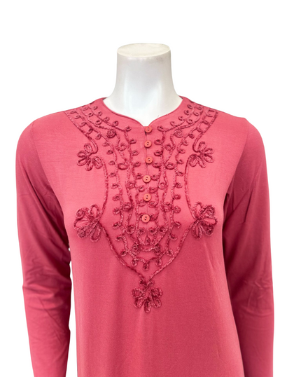 The Star Story 10-882 Royal Scroll Terra Modal Button Down Nightgown Myselflingerie.com