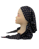 Lizi Headwear ETCH010 Navy/Gold Dots Pre-Tied Bandanna with Full Grip Myselflingerie.com