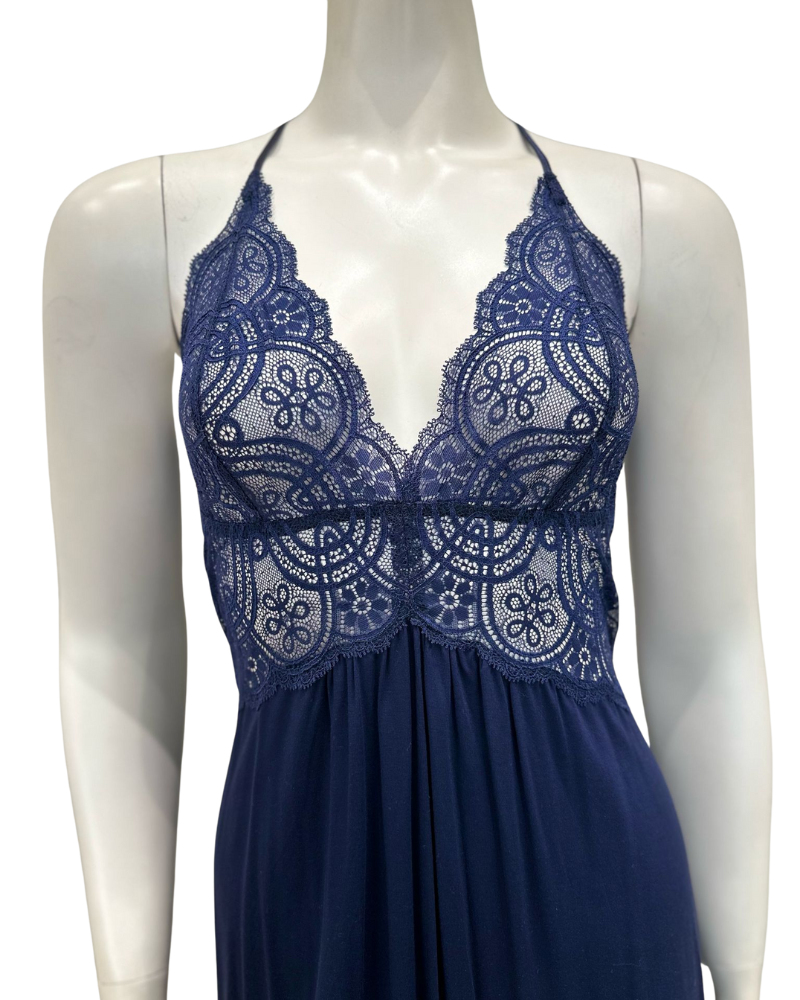 Oh! Zuza M4315 Navy Lace Sheer Chemise Myselflingerie.com