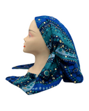 Cherie Blue Scattered Metallic Design Pre-Tied Open Back Bandanna