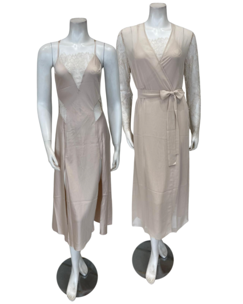 Rya Collection 985 + 986 Champagne Sincerity Gown & Robe Set Myselflingerie.com