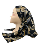 Cherie Black Metallic Circular Design Pre-Tied Open Back Bandanna