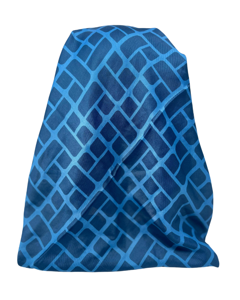 It's Younique OB-BRICK-BL Blue Bricks Pre-Tied Open Back Bandanna with Velvet Grip Myselflingerie.com