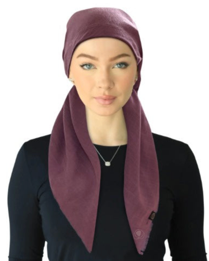 Cherie SPC309A-LP Light Plum Solid Fringe Design Adjustable Closed Back Pre-Tied Bandanna Myselflingerie.com