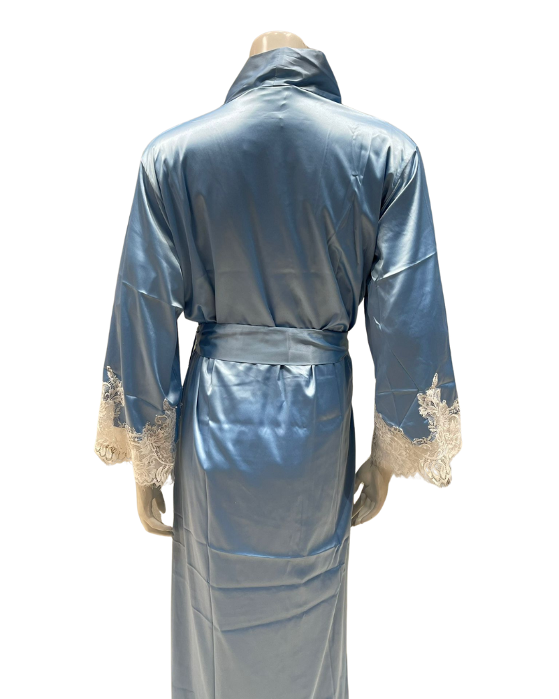 Mari M. 36217 Bleu Classic Poly Silk Robe Myselflingerie.com