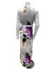 Angelice S7478 Purple Floral Cream Satin Button Down Morning Robe Myselflingerie.com
