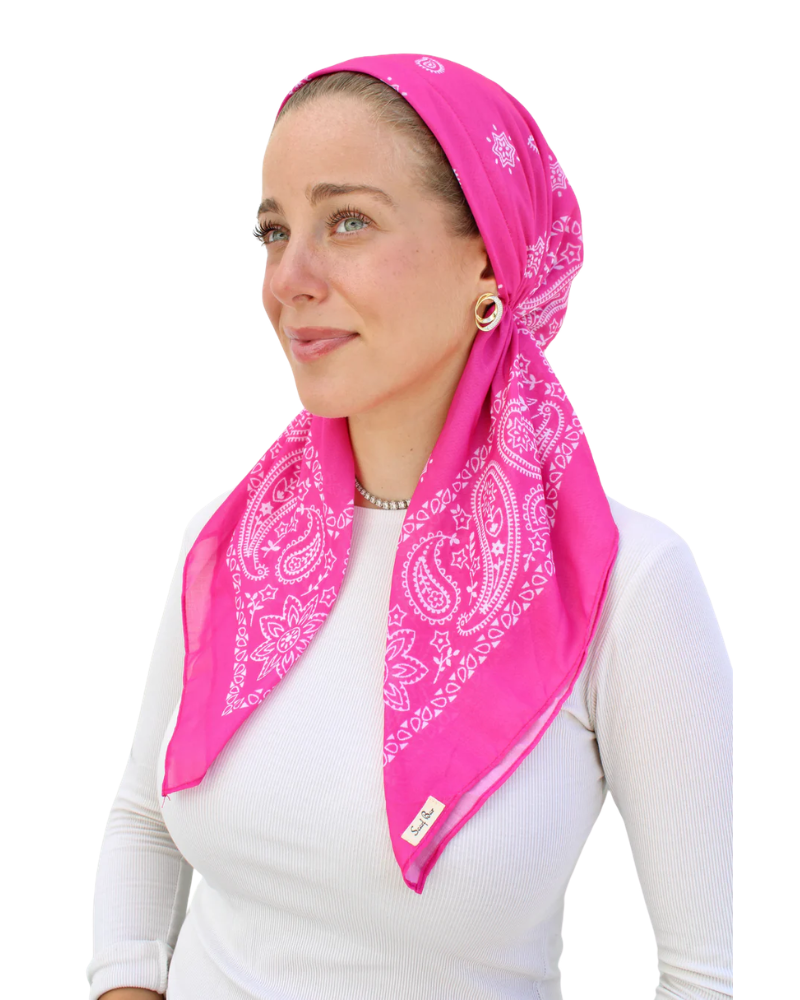 Scarf Bar Paisley Barbie Pink Classic Pre-Tied with Velvet Grip and Short Tails Myselflingerie.com
