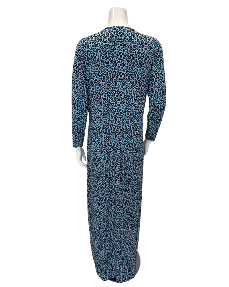 Lunderbeck N5082-24V Azure Blue Candy Leopard Modal Versatile Nursing Nightgown Myselflingerie.com