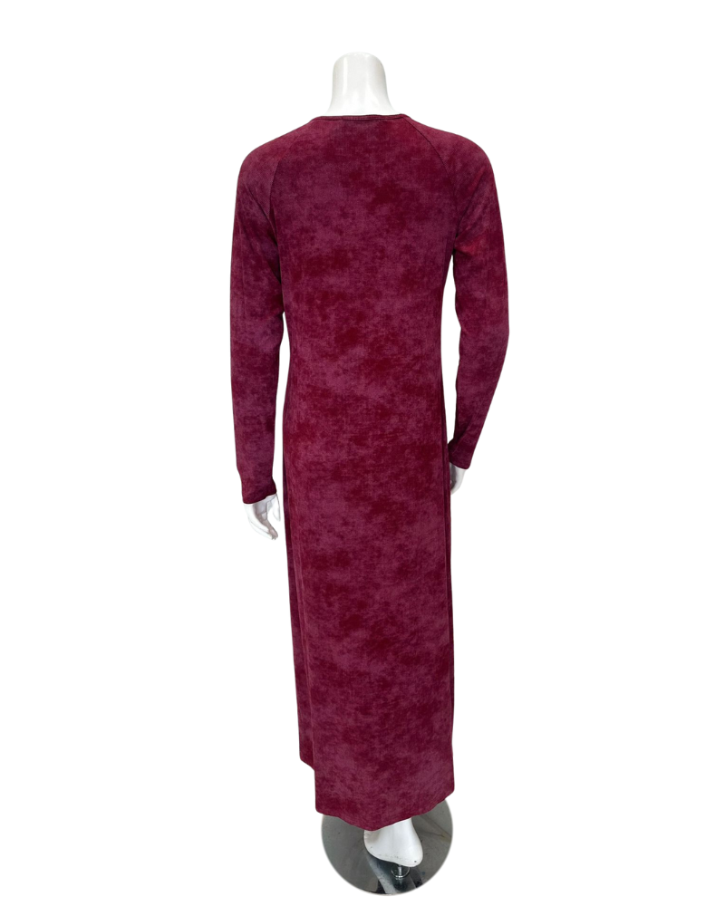 Angelice S-7142 Merlot Logo Snaps Ribbed Modal Nightgown Myselflingerie.com