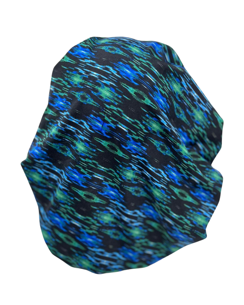 Triple Up BS Green and Blue Geo Pre-Tied Swim Bandanna Myselflingerie.com