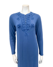 The Star Story 10-882 Royal Scroll Steel Blue Modal Button Down Nightgown Myselflingerie.com