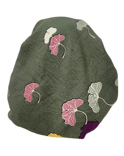 It's Younique PP-ORC-GN Green Orchid Print Crinkle Pre-Tied Bandanna with Velvet Grip Myselflingerie.com