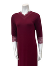 Oh! Zuza M4508 Red Wine Modest V Lace Modal Nightshirt Myselflingerie.com