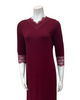 Oh! Zuza M4508 Red Wine Modest V Lace Modal Nightshirt Myselflingerie.com