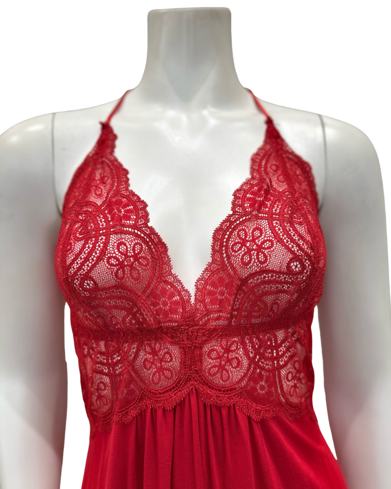 Oh! Zuza M4315 Red Lace Sheer Chemise Myselflingerie.com