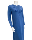 The Star Story 10-882 Royal Scroll Steel Blue Modal Button Down Nightgown Myselflingerie.com