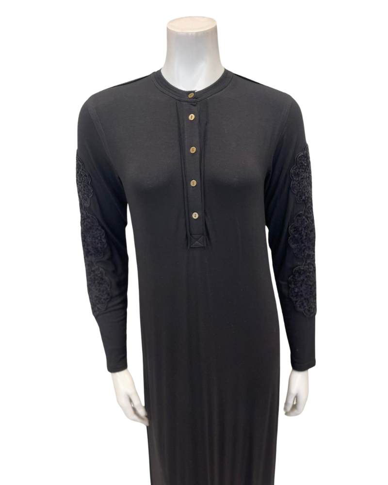 The Star Story 10-888 Dollies Black Modal Button Down Nightgown Myselflingerie.com