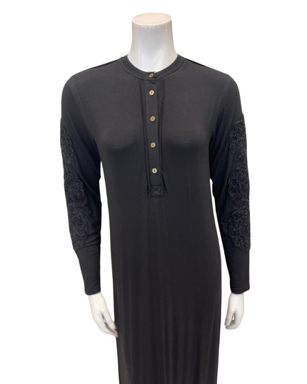 The Star Story 10-888 Dollies Black Modal Button Down Nightgown Myselflingerie.com