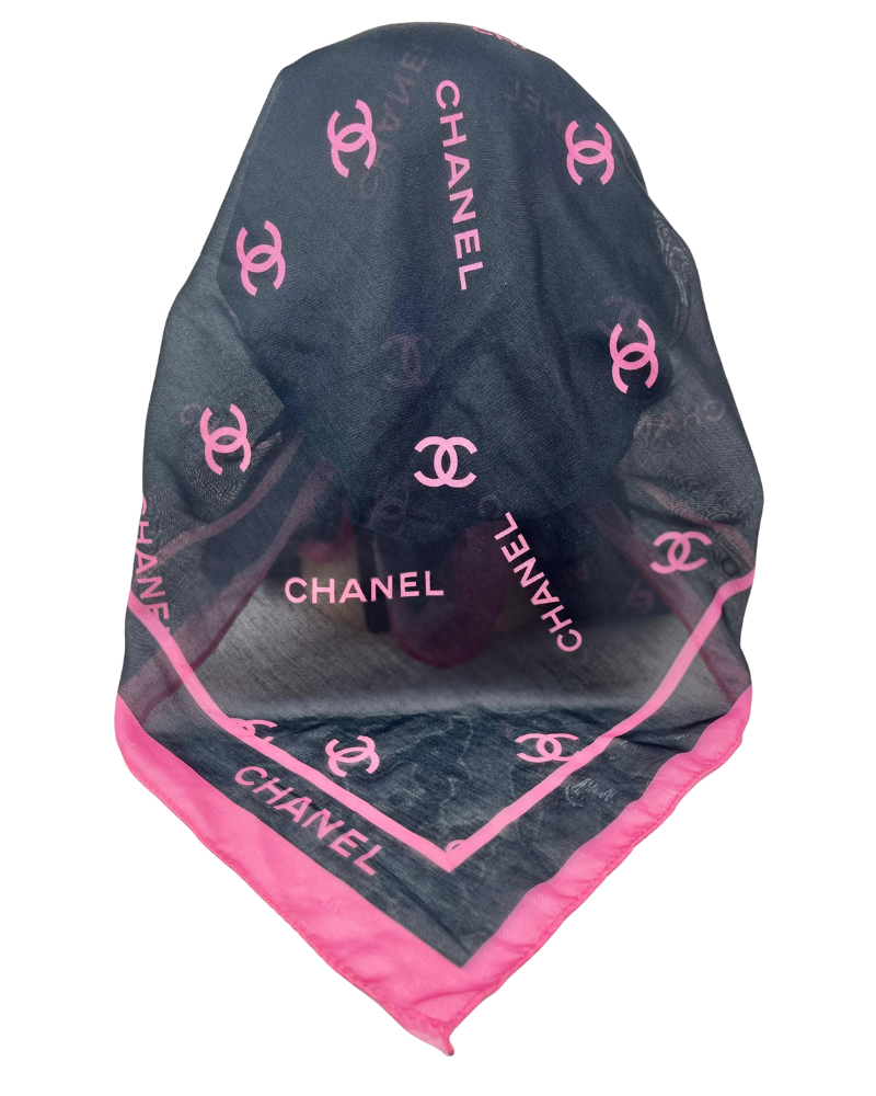 It's Younique OB-CC-BLK Pink Chanel Inspired Pre-Tied Open Back Bandanna with Velvet Grip Myselflingerie.com