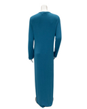 Angelice C-7259 Denim Blue Modest V Neck Ribbed Modal Nightgown Myselflingerie.com