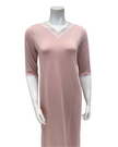 Oh! Zuza M4508 Dusty Pink Modest V Modal Nightshirt Myselflingerie.com
