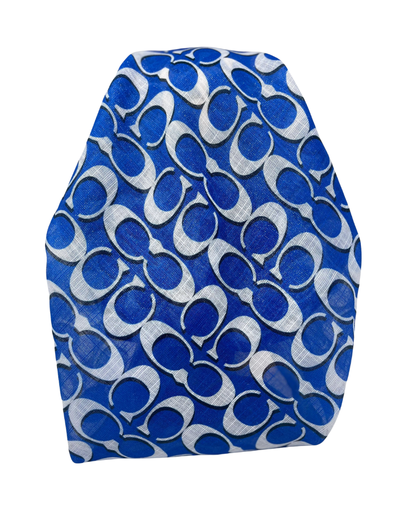 It's Younique OB-CO-BL Coach Inspired Blue Shimmer Pre-Tied Open Back Bandanna with Velvet Grip Myselflingerie.com