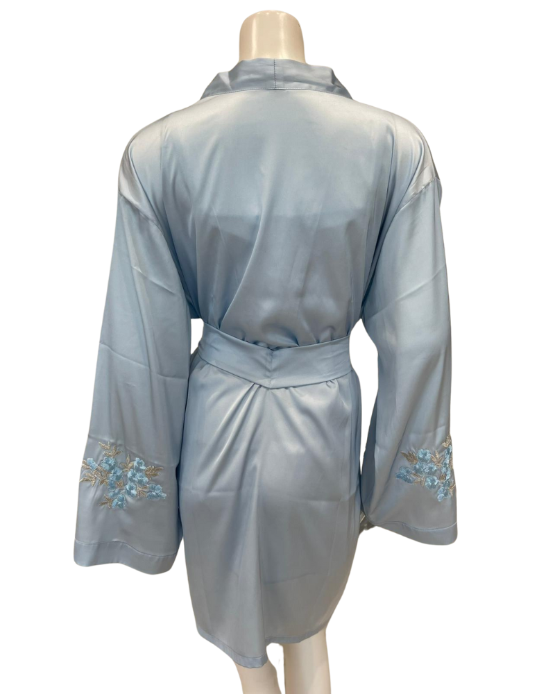 Isayes Lingerie 600193 + 180078 Heavenly Blue Embroidered Chemise & Wrap Set Myselflingerie.com