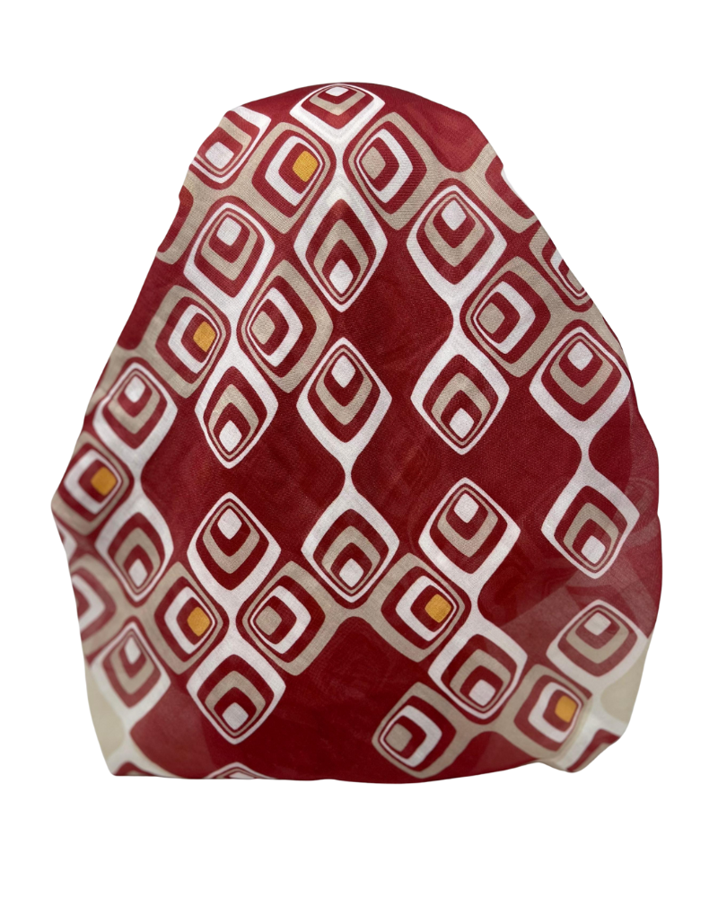 It's Younique OB-TET-CRA Cranberry Tetris Blocks Pre-Tied Open Back Bandanna with Velvet Grip Myselflingerie.com