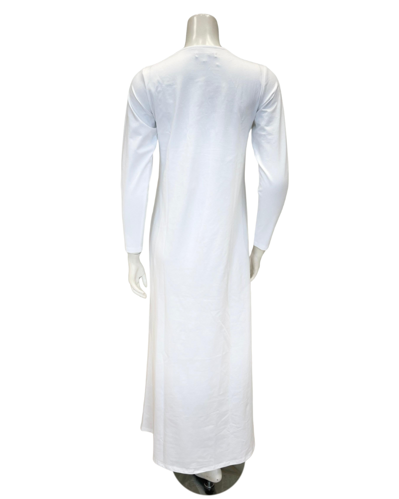 The Star Story 10-882 Royal Scroll White Modal Button Down Nightgown Myselflingerie.com
