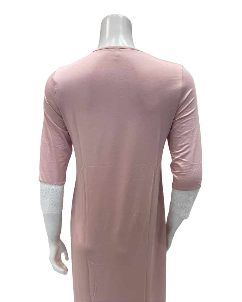 Oh! Zuza M4508 Dusty Pink Modest V Modal Nightshirt Myselflingerie.com