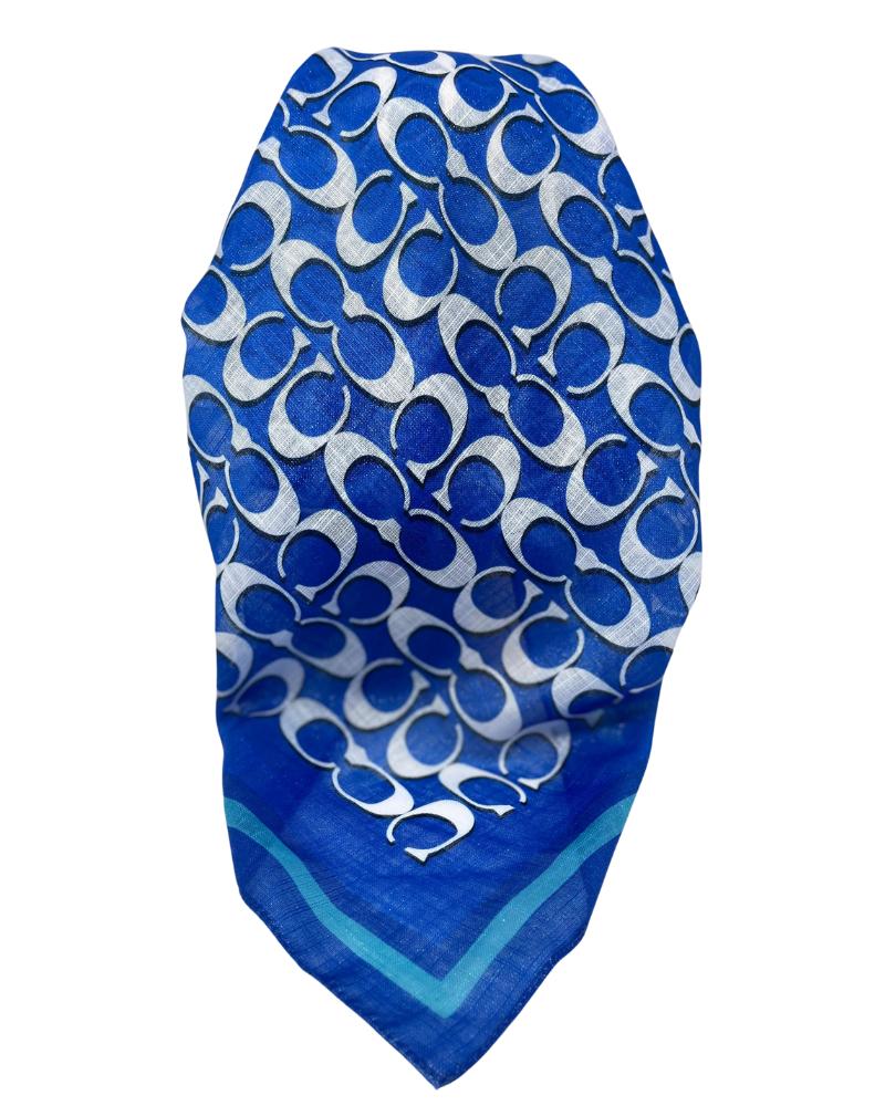 It's Younique OB-CO-BL Coach Inspired Blue Shimmer Pre-Tied Open Back Bandanna with Velvet Grip Myselflingerie.com